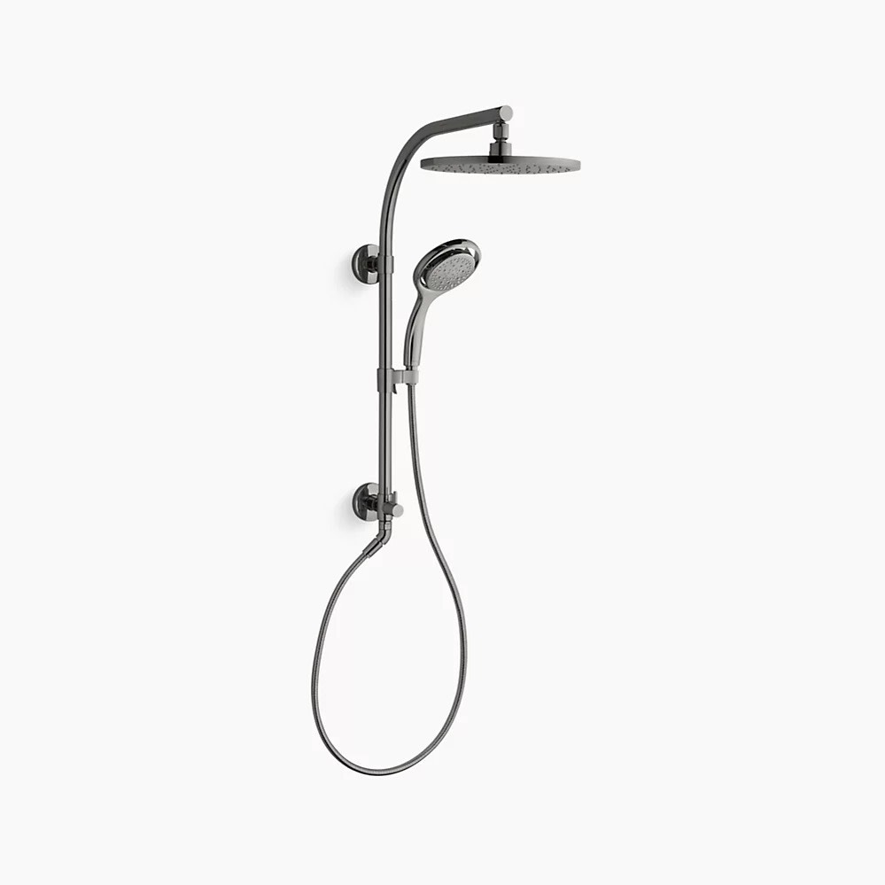 Kohler K-45211 HydroRail Retrofit Shower with Shower Arm Vibrant Titanium Showers Retrofit Showers Exposed Shower Pipe Risers
