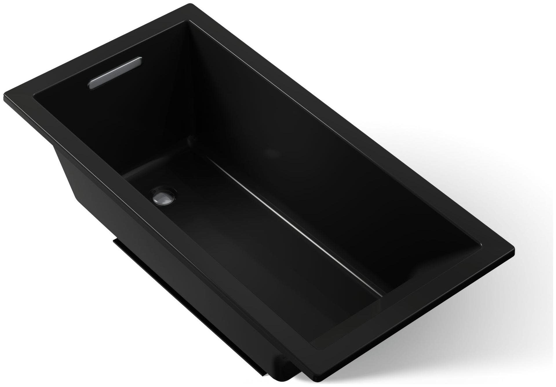 Kohler K-1121 Underscore Collection 60" Drop In Deep Soaker Bath Tub with Slotted Overflow and Reversible Drain Black Black Tub Soaking Drop-In