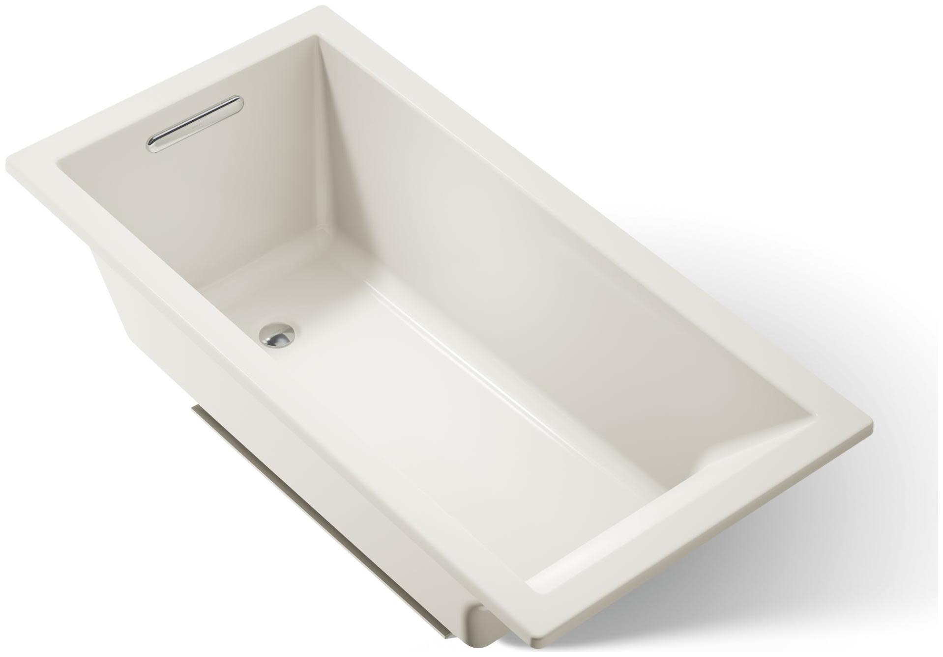 Kohler K-1121 Underscore Collection 60" Drop In Deep Soaker Bath Tub with Slotted Overflow and Reversible Drain Biscuit Tub Soaking Drop-In