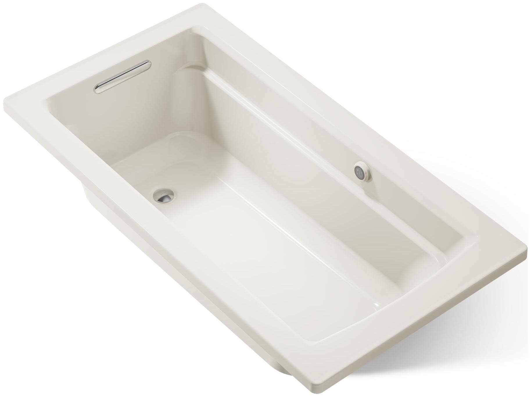 Kohler K-1123-W1 Archer 60" Drop In Soaking Bath Tub with Bask Heating and Reversible Drain Biscuit Tub Soaking Drop-In