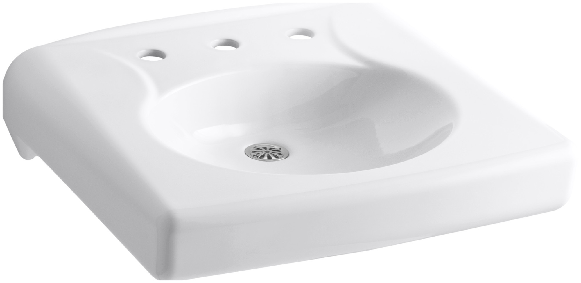 Kohler K-1997-8N Brenham 14-3/8" Wall Mounted Bathroom Sink with 3 Holes Drilled White Sinks Bathroom Sinks Sinks Only