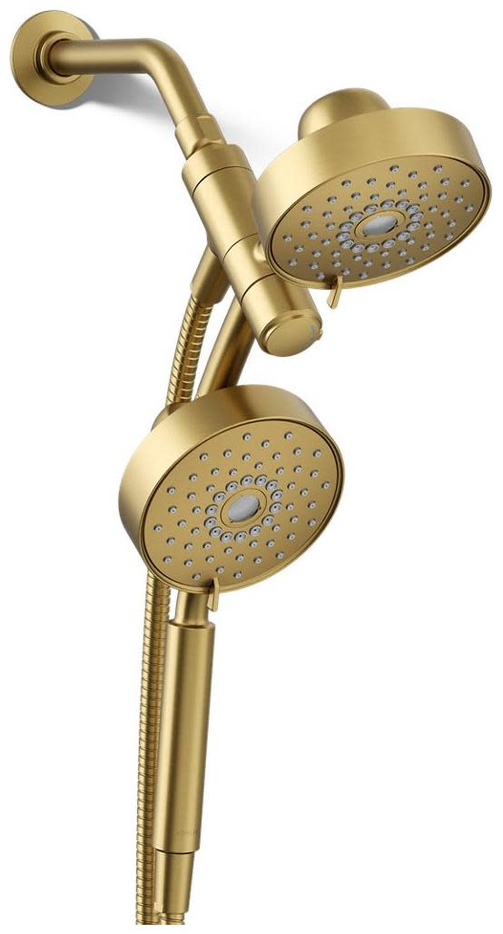 Kohler K-23219-G Purist 1.75 GPM Multi Function Shower Head with MasterClean Technology - Included Handshower and Hose Vibrant Brushed Moderne Brass