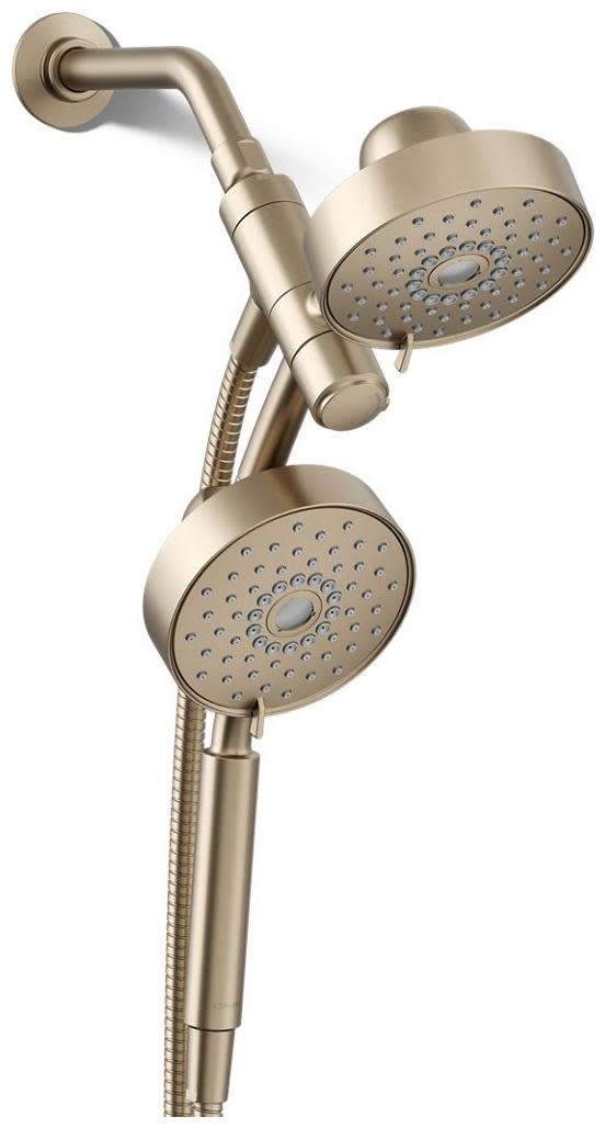 Kohler K-23219-G Purist 1.75 GPM Multi Function Shower Head with MasterClean Technology - Included Handshower and Hose Vibrant Brushed Bronze Showers