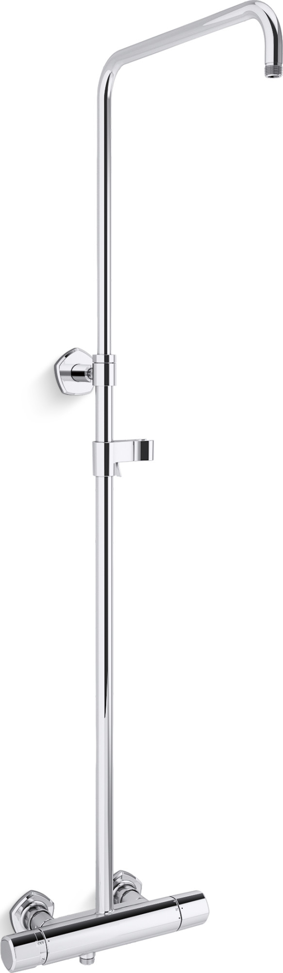 Kohler K-27031-9 Occasion Two-Way Exposed Thermostatic Valve and Shower Column Kit Polished Chrome Showers Retrofit Showers Exposed Shower Pipe Risers