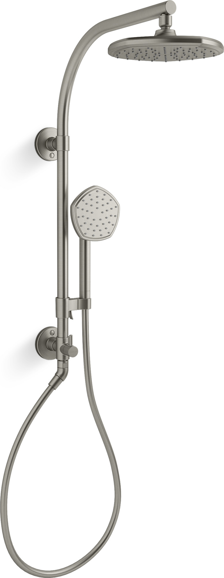 Kohler K-27118-G HydroRail-R Occasion Retrofit Shower with Shower Head Hand Shower Slide Bar and Hose Vibrant Brushed Nickel Showers Retrofit