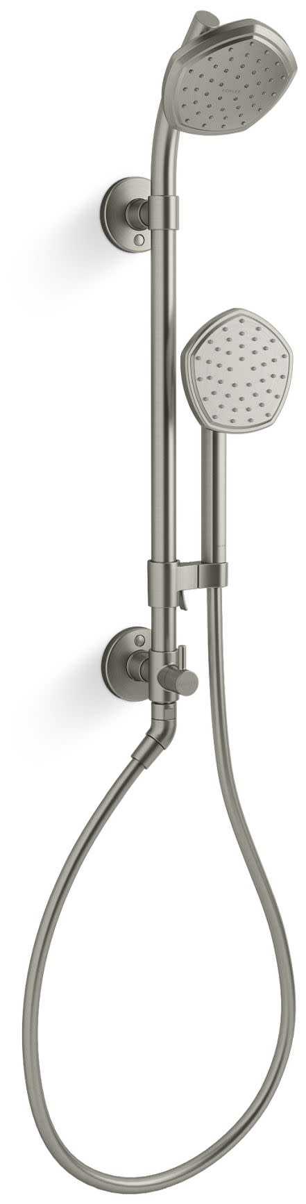 Kohler K-27119-G HydroRail-S Occasion Retrofit Shower with Shower Head Hand Shower Slide Bar and Hose Vibrant Brushed Nickel Showers Retrofit
