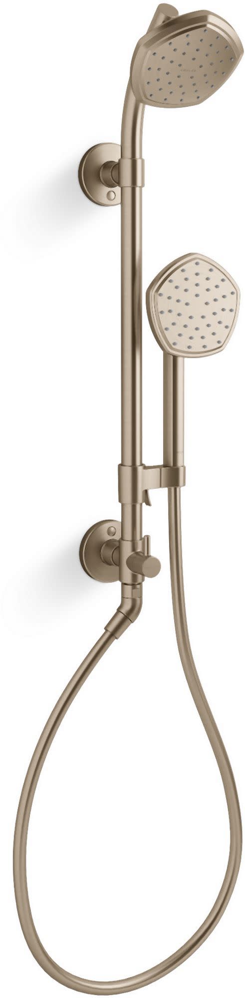 Kohler K-27119-G HydroRail-S Occasion Retrofit Shower with Shower Head Hand Shower Slide Bar and Hose Vibrant Brushed Bronze Showers Retrofit