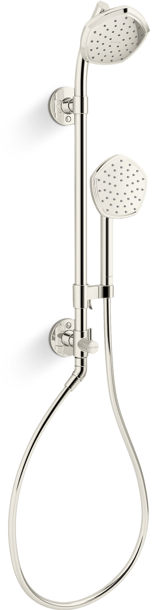 Kohler K-27119-G HydroRail-S Occasion Retrofit Shower with Shower Head Hand Shower Slide Bar and Hose Vibrant Polished Nickel Showers Retrofit