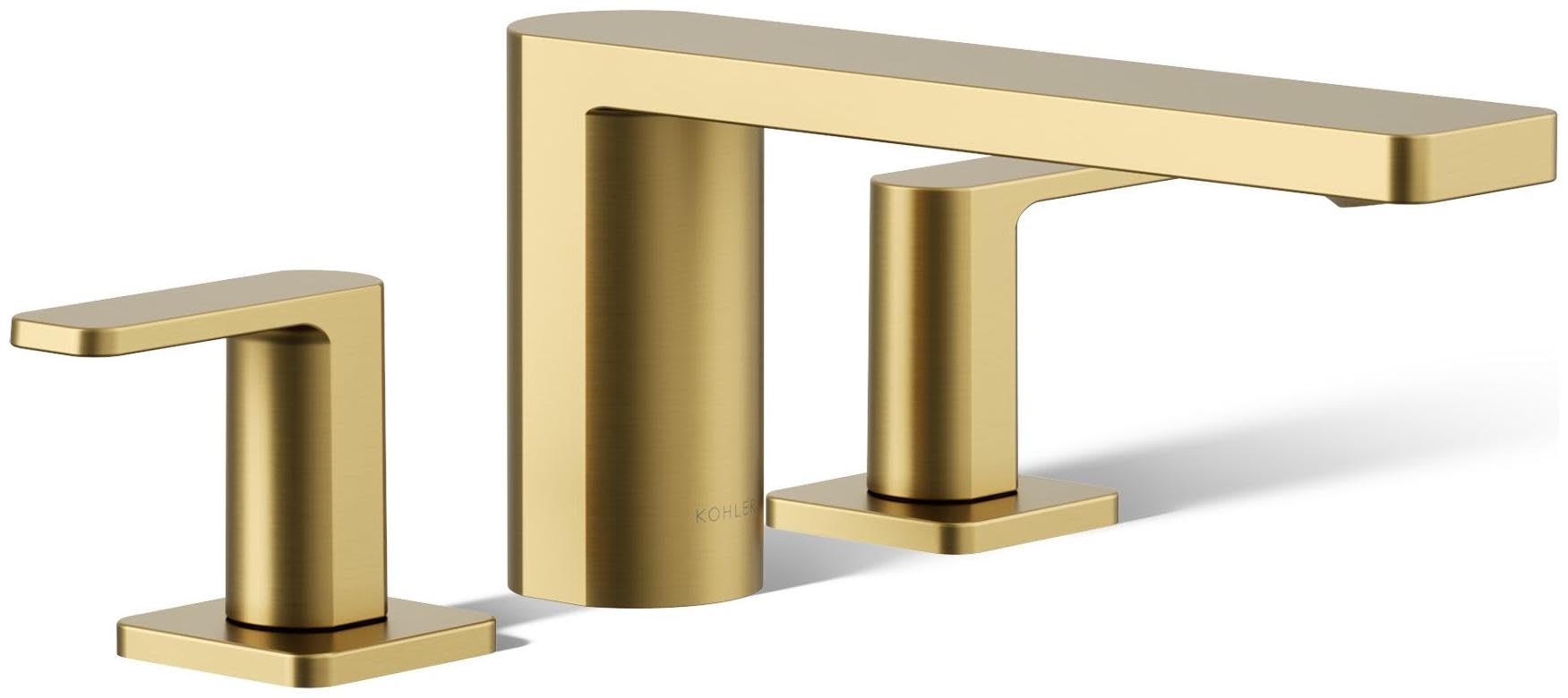 Photos - Tap Kohler K-27121-4 Parallel Deck Mounted Roman Tub Filler Vibrant Brushed Moderne Brass Faucet Roman Tub Double Handle K-27121 
