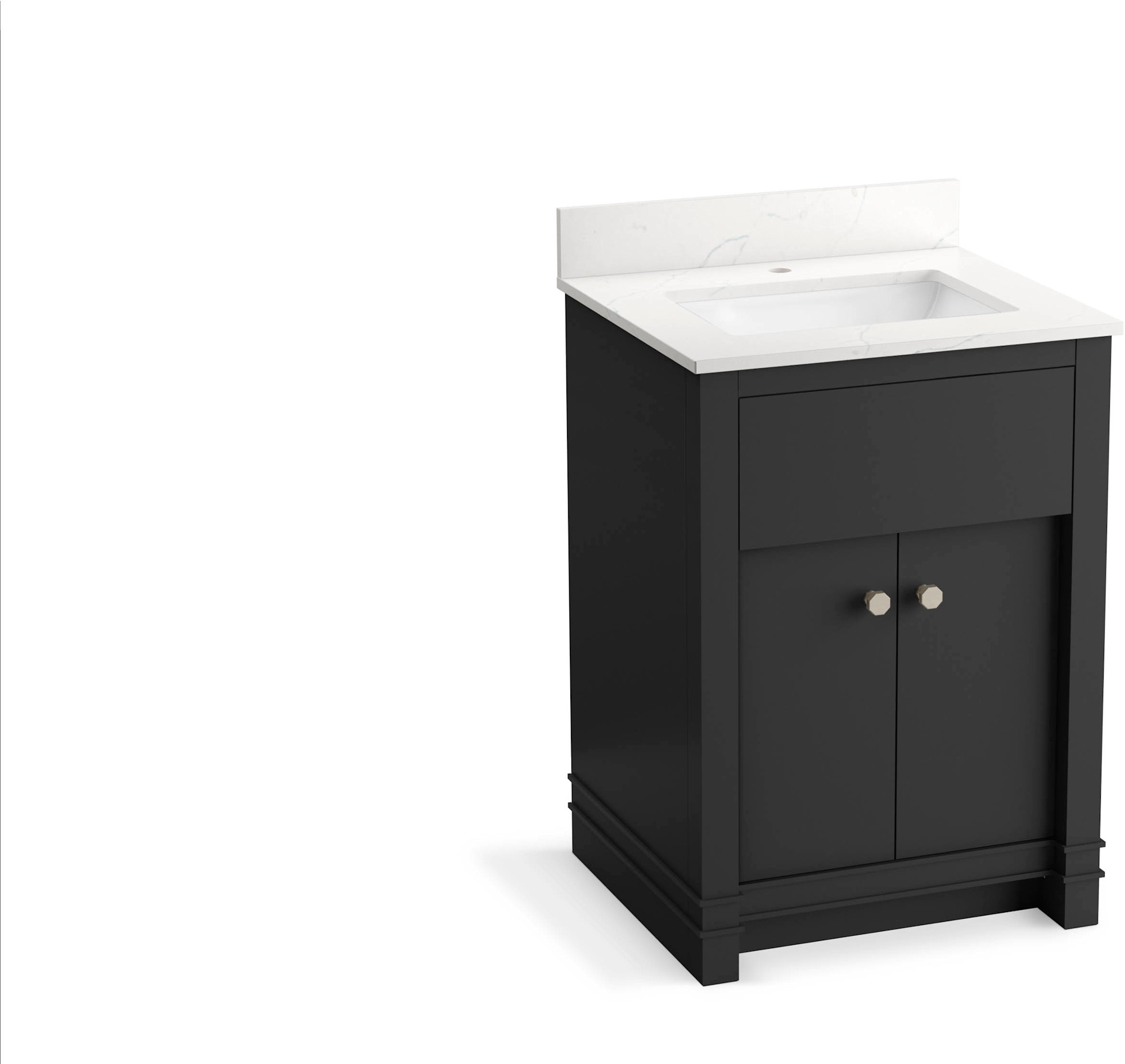 Kohler K-33264 Alouette 24" Free Standing Single Basin Vanity Set with Cabinet and Quartz Vanity Top Dark Warm Grey Bathroom Storage Vanity Sets