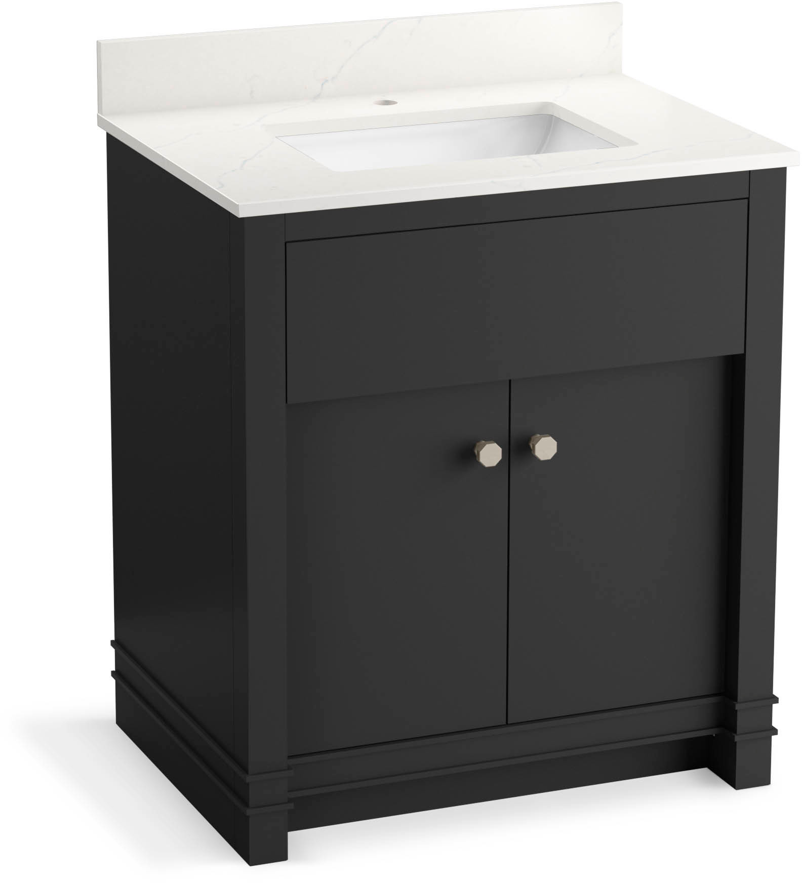 Kohler K-33265 Alouette 32" Free Standing Single Basin Vanity Set with Cabinet and Quartz Vanity Top Dark Warm Grey Bathroom Storage Vanity Sets