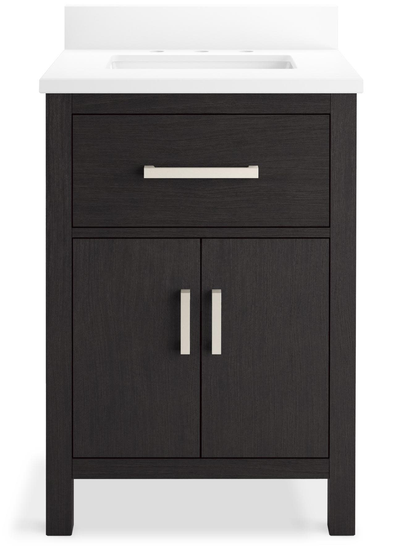 Photos - Washbasin cabinet Kohler K-40637-BD1 Kresla 25" Free Standing Single Basin Vanity Set with Cabinet and Quartz Vanity Top Black Oak Bathroom St 