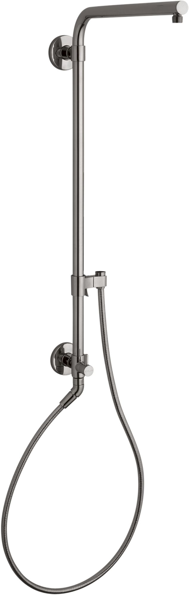 Kohler K-45210 HydroRail Retrofit Shower with Shower Arm Vibrant Titanium Showers Retrofit Showers Exposed Shower Pipe Risers