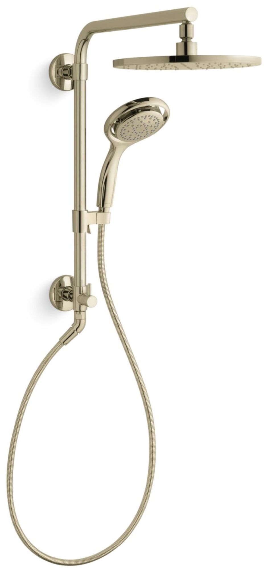 Kohler K-45212 HydroRail Retrofit Shower with Shower Arm Vibrant French Gold Showers Retrofit Showers Exposed Shower Pipe Risers