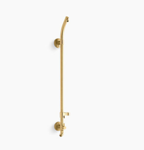 Kohler K-45905 HydroRail Retrofit Shower with Shower Arm Vibrant Brushed Moderne Brass Showers Retrofit Showers Exposed Shower Pipe Risers