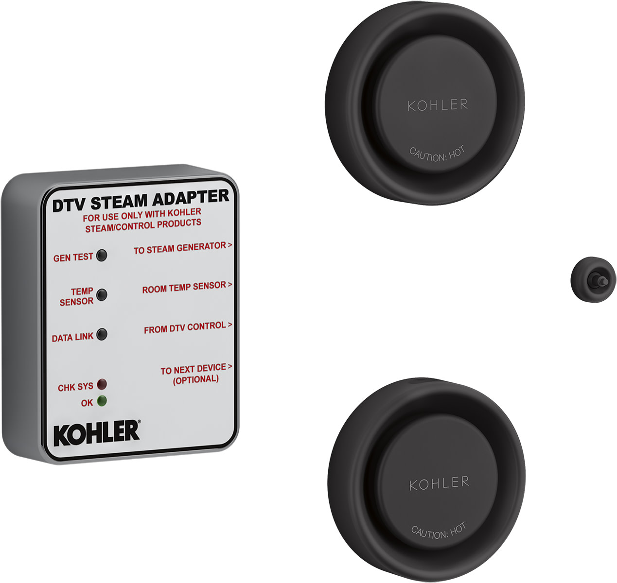 Kohler K-5549-K1 DTV+ Tandem Steam Adapter Kit with Two Steam Heads with Aromatherapy Reservoirs Matte Black Steam Showers Steam Shower Components