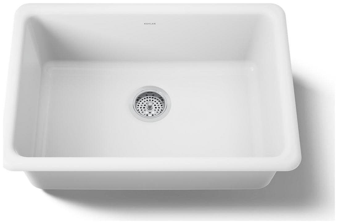 Photos - Kitchen Sink Kohler K-5708 Iron/Tones 27" Undermount Single Basin Enameled Cast Iron  White Sinks s Cast Iron K-5 
