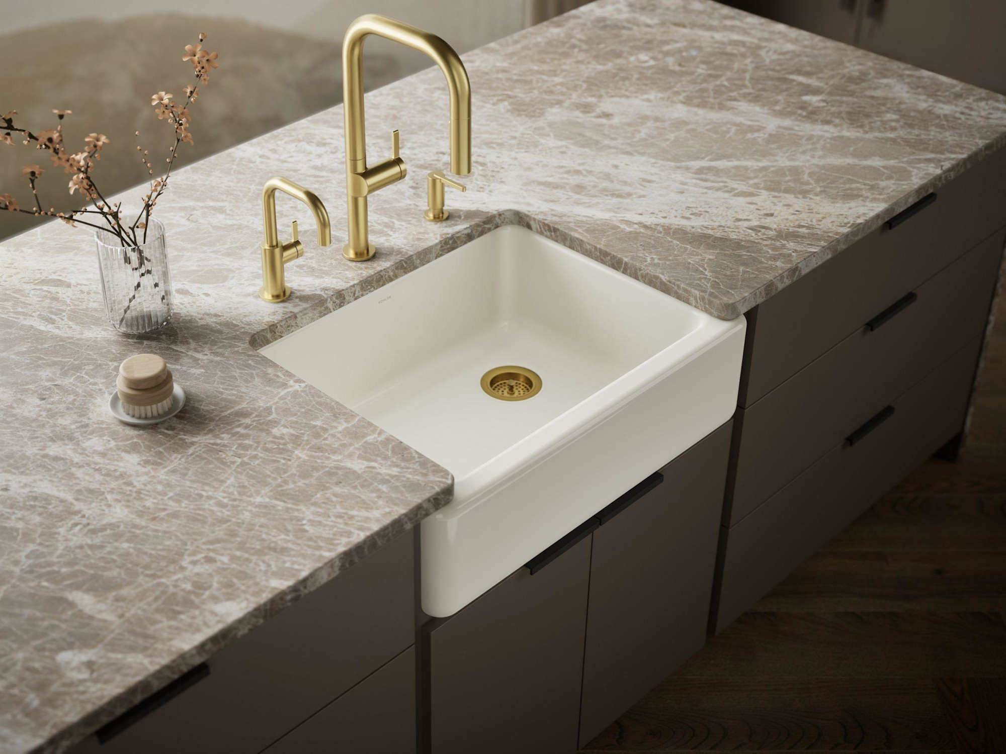 Photos - Kitchen Sink Kohler K-6487 Whitehaven 29-11/16" Self-Trimming Farmhouse Single Basin Enameled Cast Iron Biscuit Sinks Kitche