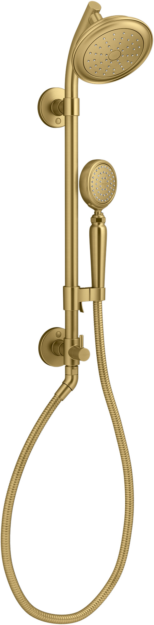 Kohler K-76472-G HydroRail-S 1.75 GPM Single Function Shower Head with MasterClean Technology - Included Handshower Slide Bar and Hose Vibrant