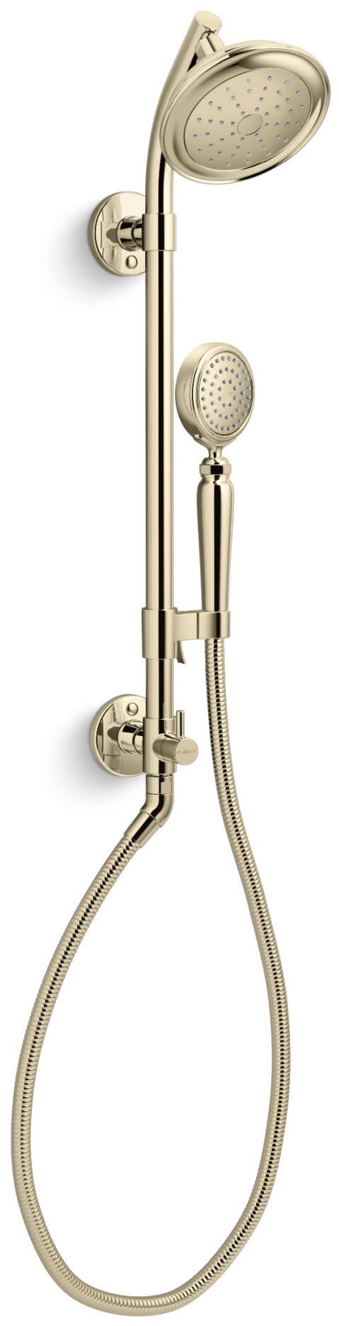 Kohler K-76472-G HydroRail-S 1.75 GPM Single Function Shower Head with MasterClean Technology - Included Handshower Slide Bar and Hose Vibrant
