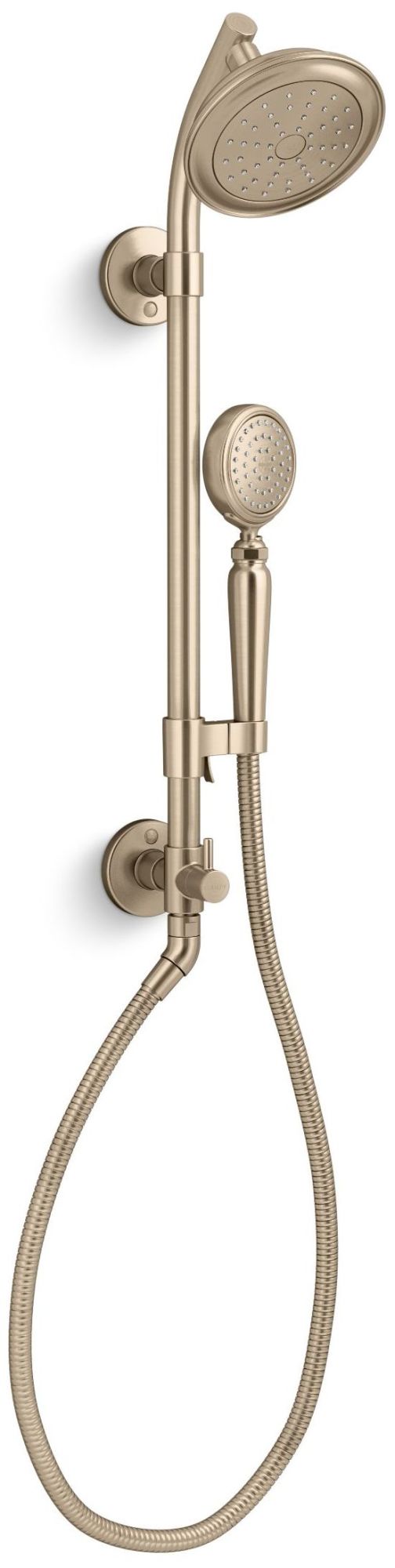Kohler K-76472-G HydroRail-S 1.75 GPM Single Function Shower Head with MasterClean Technology - Included Handshower Slide Bar and Hose Vibrant