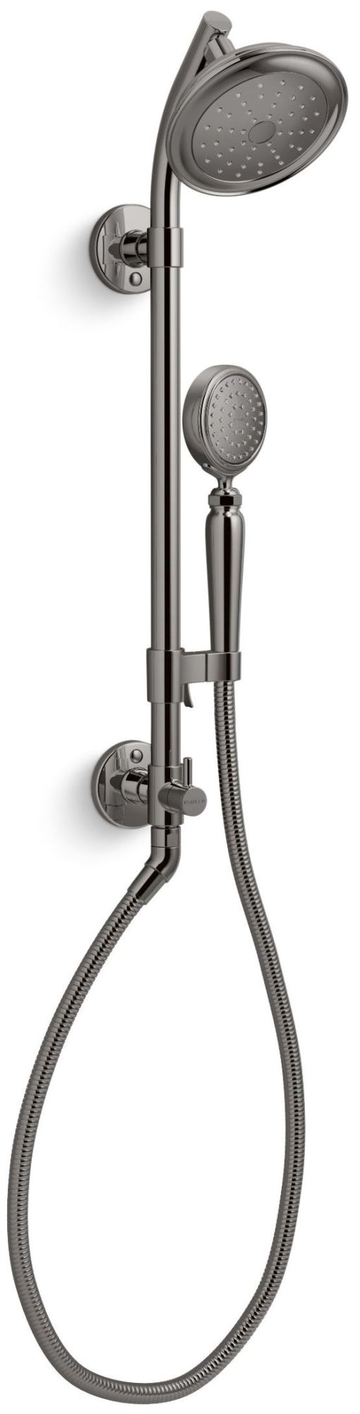 Kohler K-76472-G HydroRail-S 1.75 GPM Single Function Shower Head with MasterClean Technology - Included Handshower Slide Bar and Hose Vibrant
