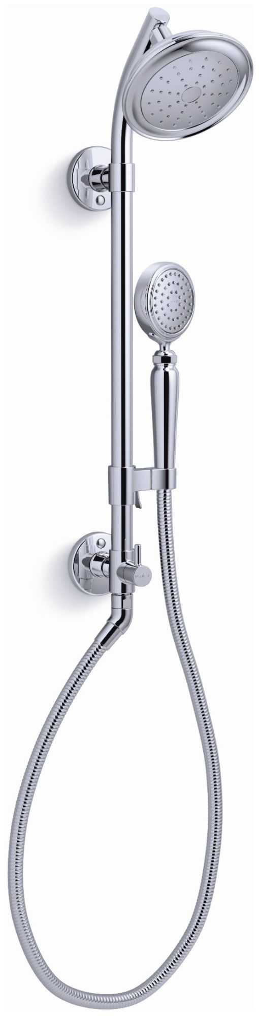 Kohler K-76472-Y HydroRail-S 2.5 GPM Single Function Shower Head with MasterClean Technology - Included Handshower Slide Bar and Hose Polished