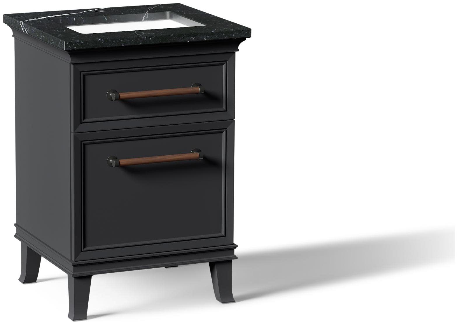 Kohler K-CM29469-BD1-EL Artifacts 25" Free Standing Single Basin Vanity Set with Cabinet and Quartz Vanity Top Slate Grey Bathroom Storage Vanity Sets