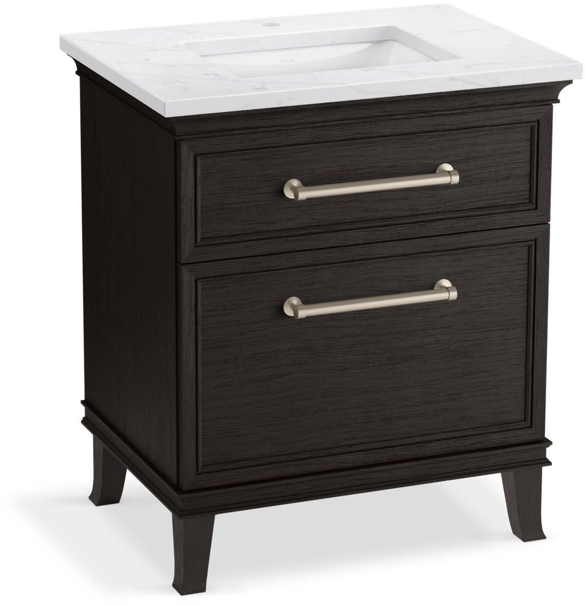 Kohler K-CM29480-BD2-TN Artifacts 31" Free Standing Single Basin Vanity Set with Cabinet and Quartz Vanity Top Carbon Oak Bathroom Storage Vanity Sets