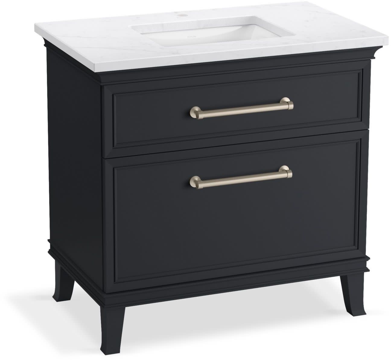 Kohler K-CM33559-BD3-TN Artifacts 37" Free Standing Single Basin Vanity Set with Cabinet and Quartz Vanity Top Slate Grey Bathroom Storage Vanity Sets