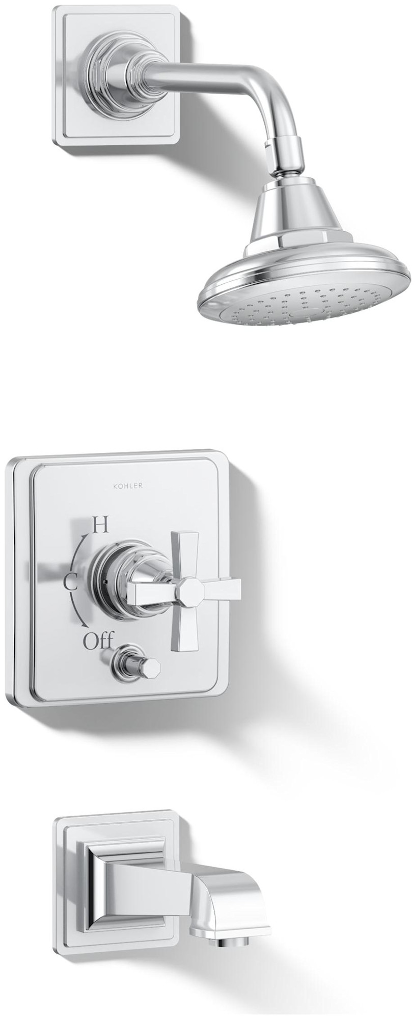 Photos - Shower System Kohler K-T13133-3A Single Handle RiteTemp Tub and Shower Trim with Single Function Shower Head from the Pinstripe Pure Serie