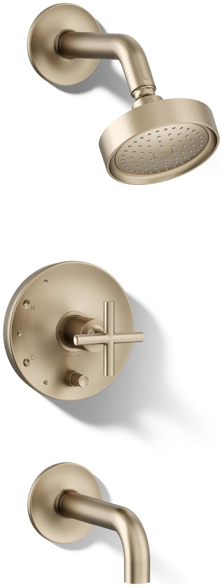 Photos - Shower System Kohler K-T14421-3 Purist Tub and Shower Trim Package with 2.5 GPM Single Function Shower Head and Rite-Temp Technology Brush 