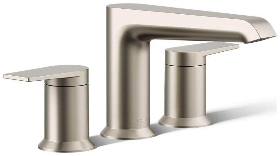 Photos - Tap Kohler K-T25740-4 Hint Deck Mounted Roman Tub Filler Vibrant Brushed Nickel Faucet Roman Tub Double Handle K-T25740-4-BN 