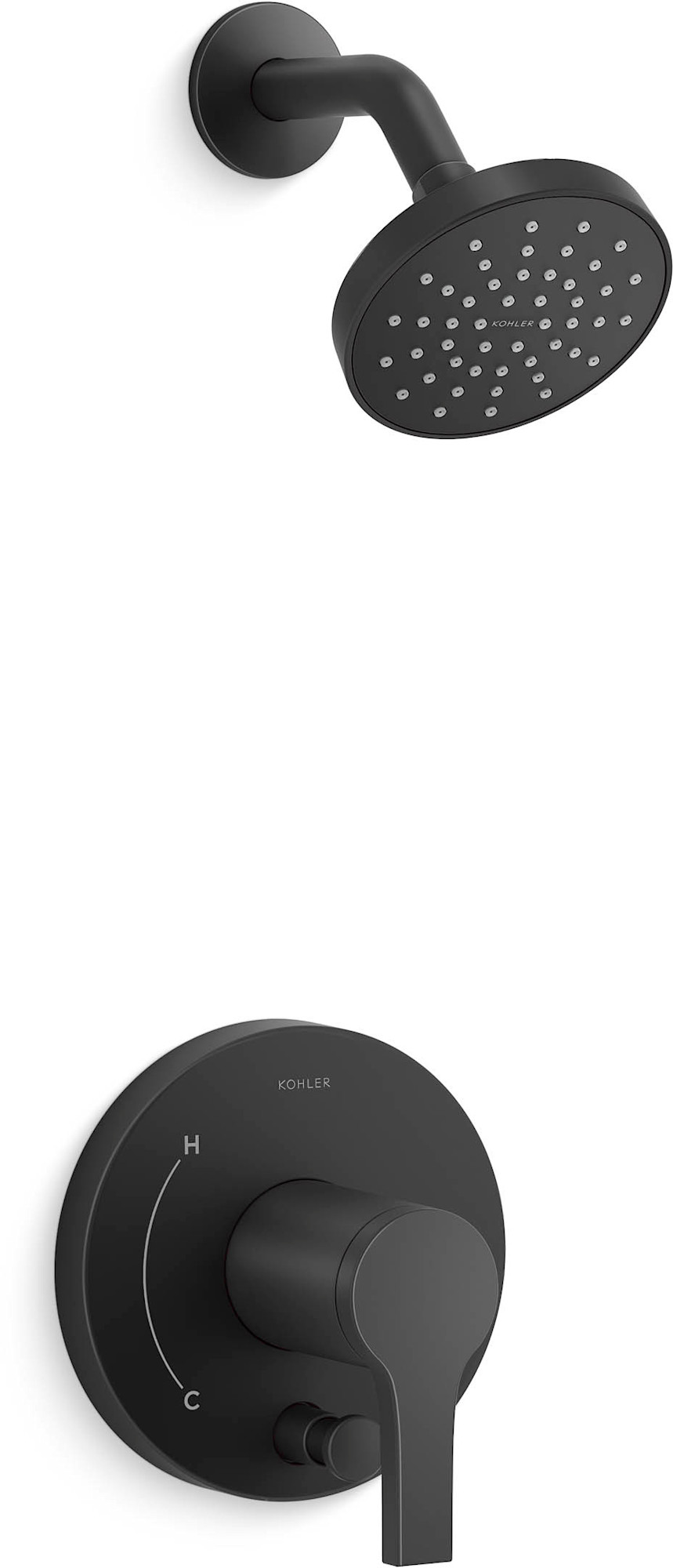Kohler K-T35326-4H Elate Shower Only Trim Package with 1.5 GPM Single Function Shower Head and MasterClean Technology Matte Black Showers Shower Only