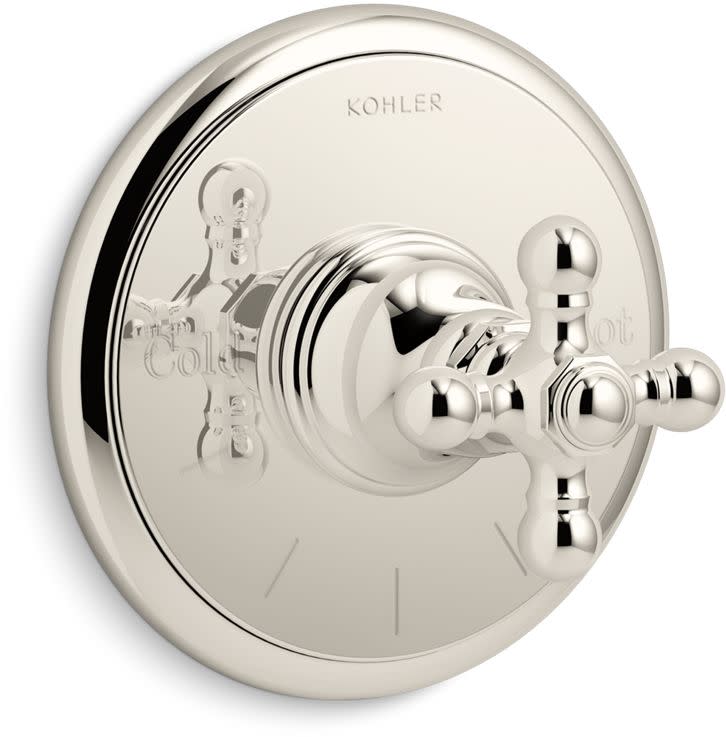 Photos - Shower System Kohler K-T72769-3 Artifacts Thermostatic Valve Trim Only with Single Cross Handle - Less Rough In Vibrant Polished Nickel Sh