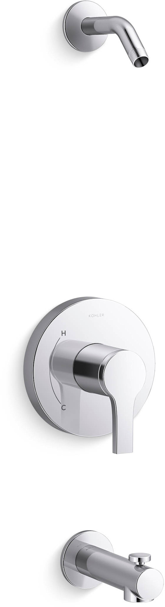 Kohler K-TLS35322-4 Elate Tub and Shower Trim Package with Diverter Tub Spout - Less Shower Head Polished Chrome Showers Tub and Shower Pressure