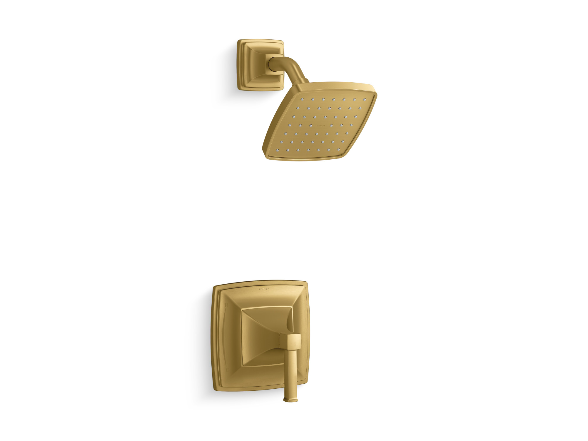 Kohler K-TS27404-4G Riff Shower Only Trim Package with 1.75 GPM Single Function Shower Head Vibrant Brushed Moderne Brass Showers Shower Only Pressure