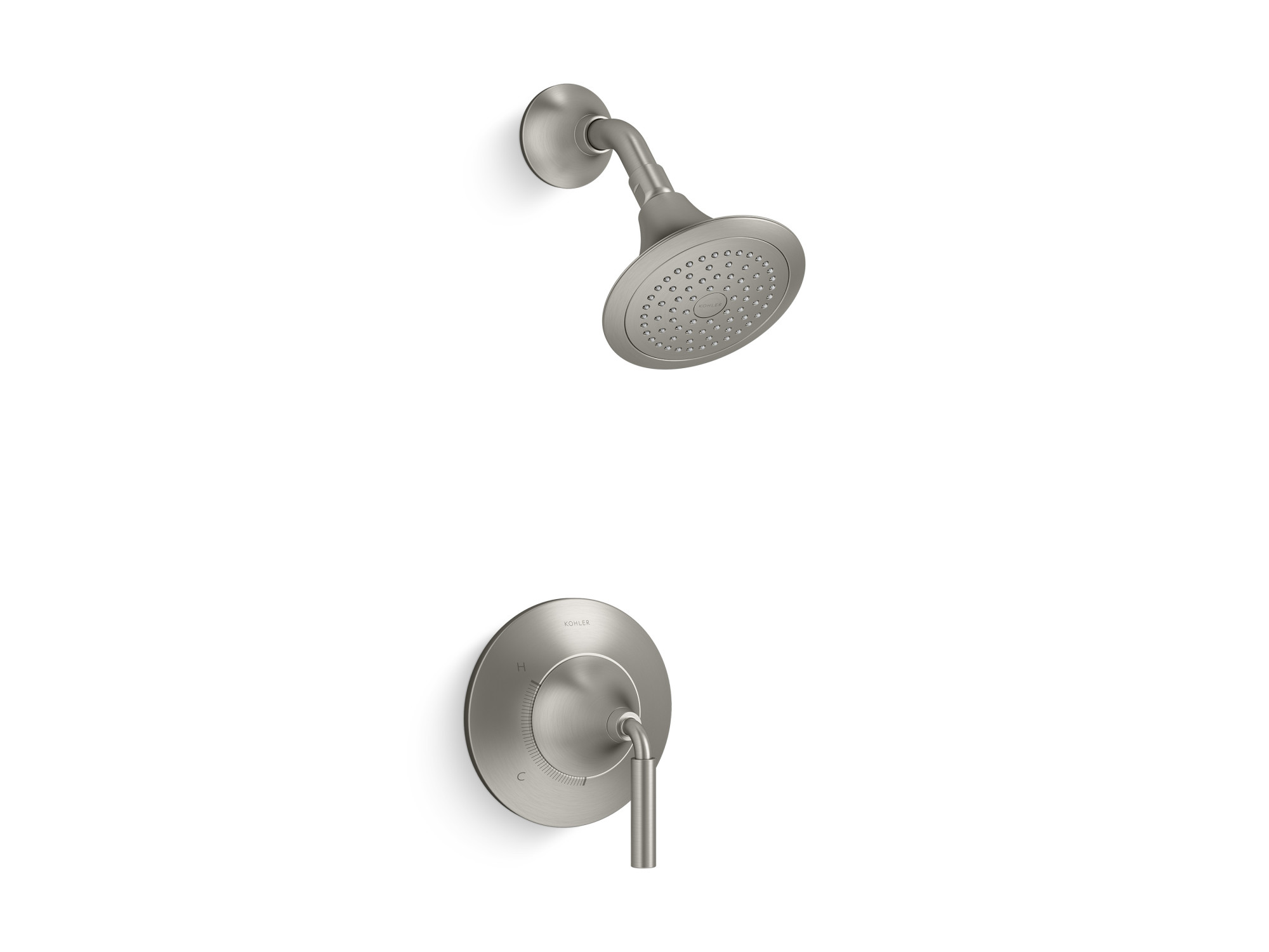 Kohler K-TS27420-4 Tone Shower Only Trim Package with 2.5 GPM Single Function Shower Head Vibrant Brushed Nickel Showers Shower Only Pressure Balanced