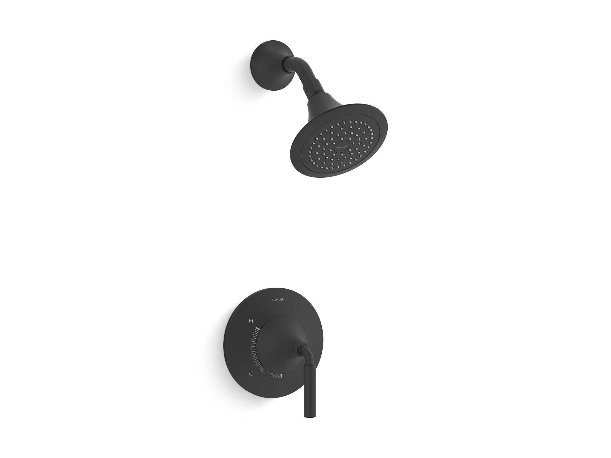Kohler K-TS27420-4G Tone Shower Only Trim Package with 1.75 GPM Single Function Shower Head Matte Black Showers Shower Only Pressure Balanced