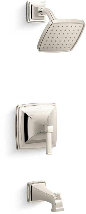 Kohler K-TS27403-4 Riff Tub and Shower Trim Package with 2.5 GPM Single Function Shower Head Vibrant Polished Nickel Showers Tub and Shower Pressure