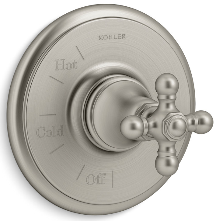 Photos - Shower System Kohler K-TS72767-3 Artifacts Pressure Balanced Valve Trim Only with Single Cross Handle - Less Rough In Vibrant Brushed Nick