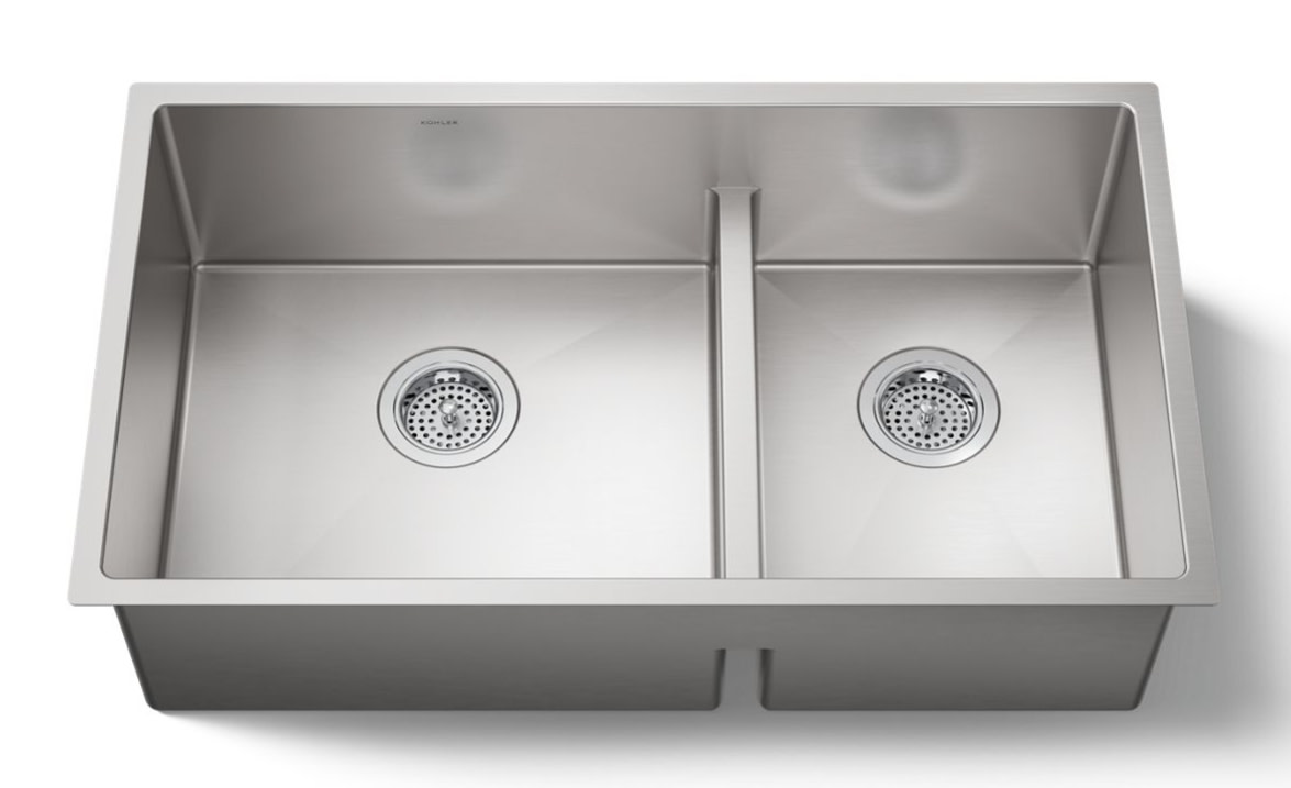 Photos - Kitchen Sink Kohler K-5284 Strive Smart Divide® 32" Undermount Double Basin with Left-Bowl Basin Rack Stainless Steel Sinks