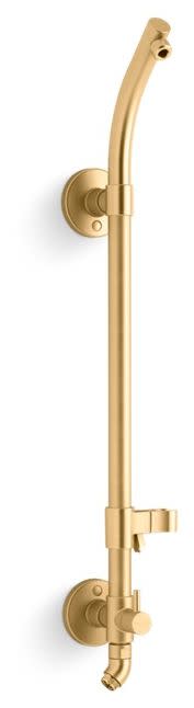 Kohler K-45906 HydroRail Retrofit Shower with Shower Arm Vibrant Brushed Moderne Brass Showers Retrofit Showers Exposed Shower Pipe Risers