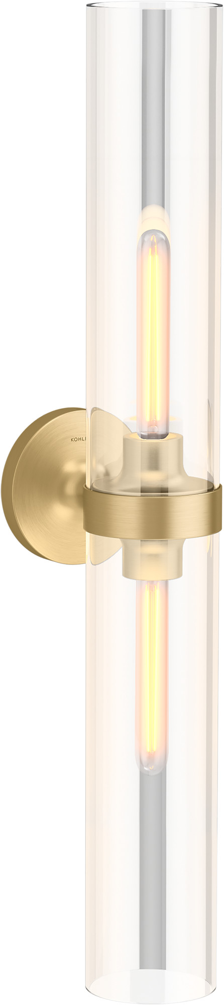 Photos - Chandelier / Lamp Kohler Lighting 27264-SC02 Purist 2 Light 29" Tall Sconce Brushed Moderne Brass Indoor Lighting Bathroom Fixtures Bathroom S 