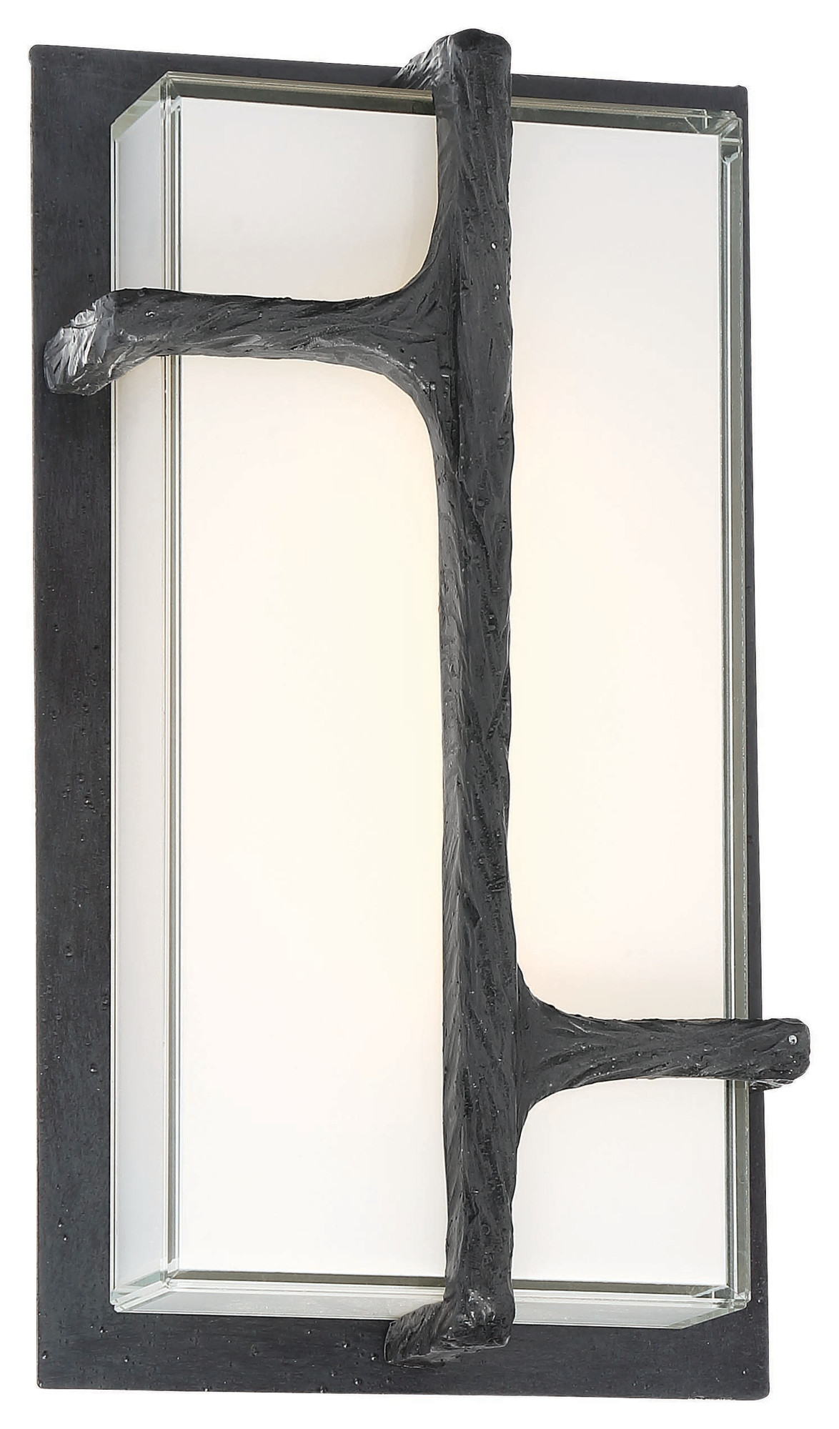Photos - Floodlight / Street Light ADA Kovacs P1144-039-L Sirato 11" Tall Outdoor LED Wall Sconce with White Mitered Glass Spanish Iron Outdoor Lighting Wall S