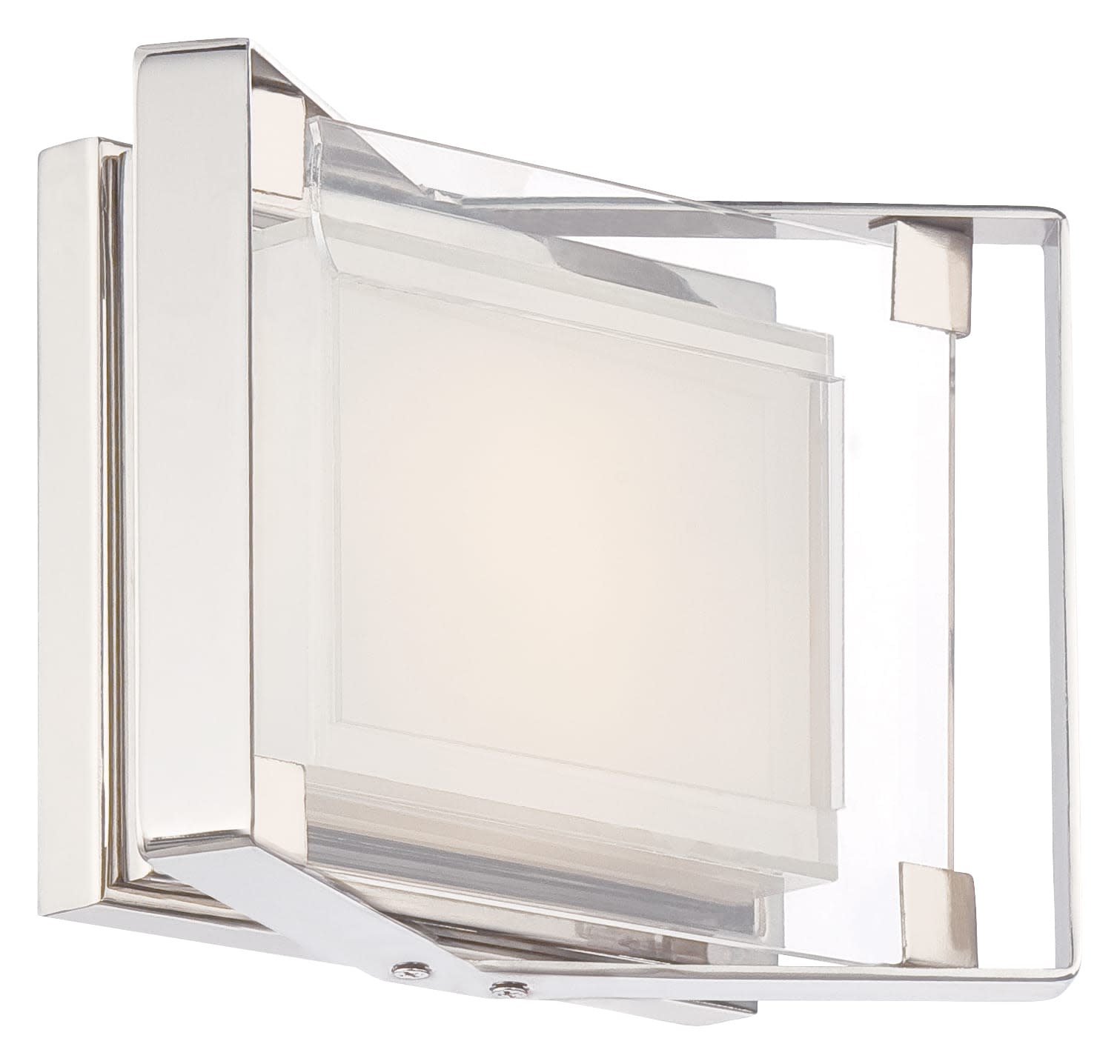 Photos - Chandelier / Lamp Wide Kovacs P1181-L LED Bath Art 10"  Integrated LED ADA Bathroom Sconce with Mitered White Glass Shade Polished Nickel Indoo 