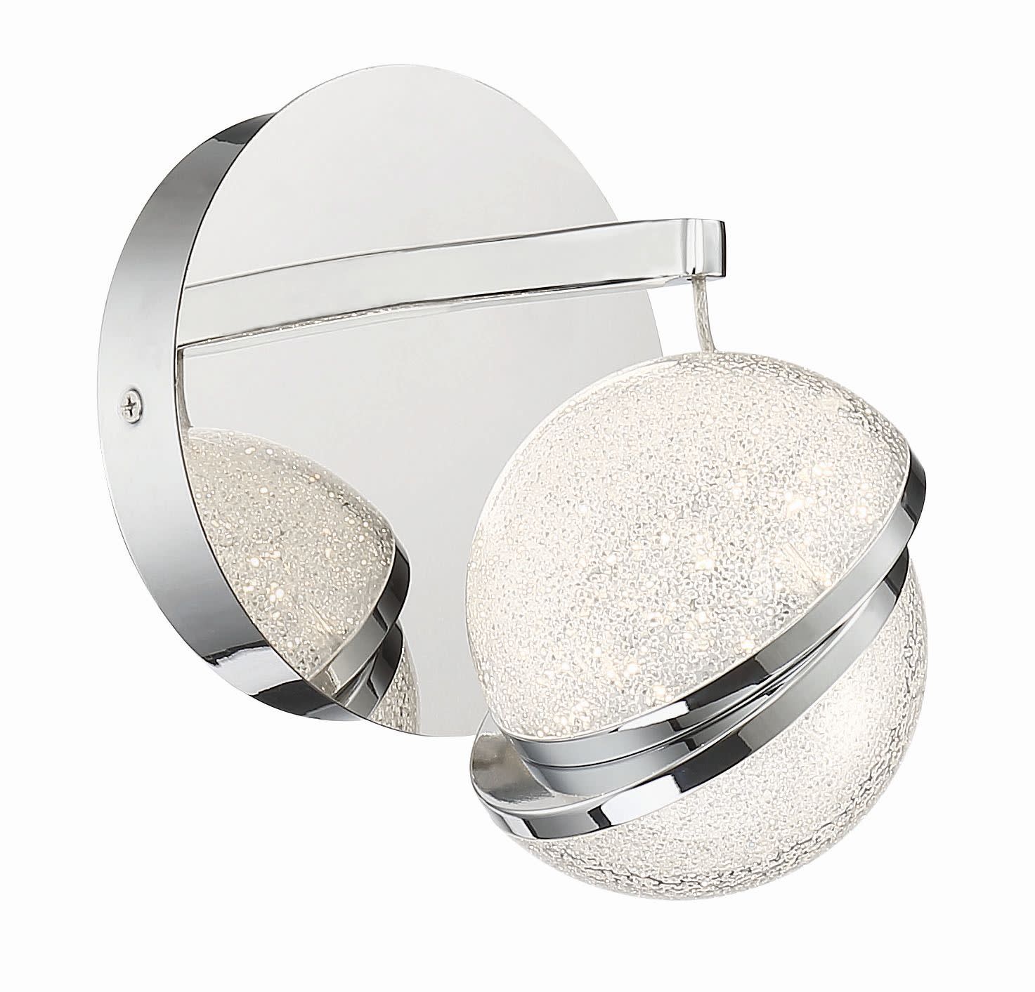 Photos - Chandelier / Lamp Slice Kovacs P1431-L Silver  6-1/2" Wide Integrated LED Bathroom Sconce with Acrylic Crystal Sand Shade Chrome Indoor Lightin 