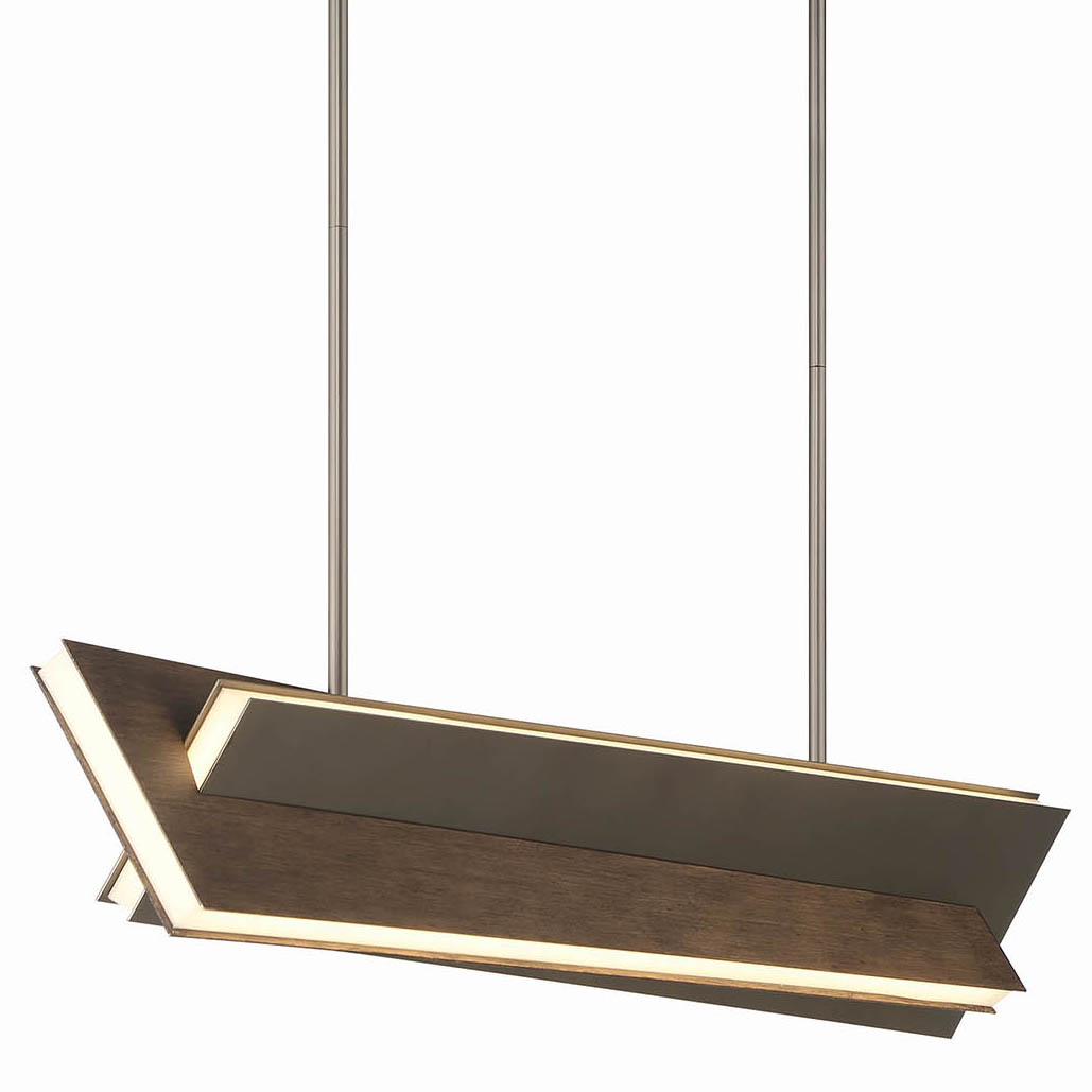 Photos - Chandelier / Lamp Wide Kovacs P1648-L Intersezioni 36"  LED Multi Light Pendant Midnight Iron / Faux Walnut Indoor Lighting Pendants P1648-895 