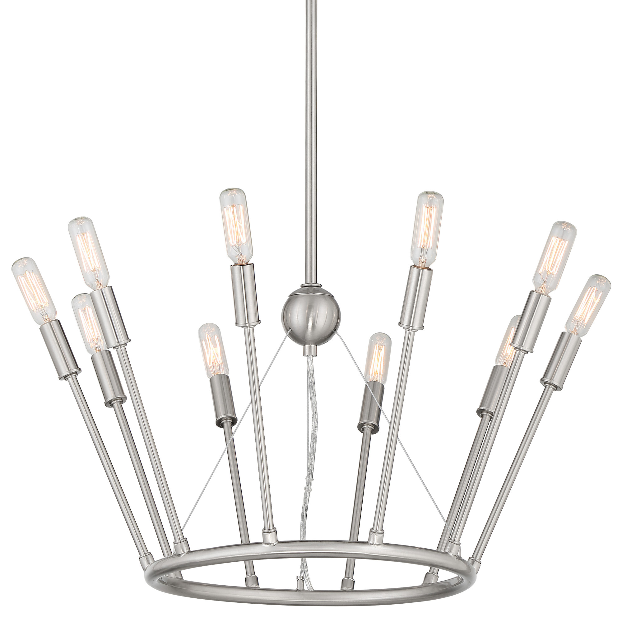 Photos - Chandelier / Lamp Kovacs P1680 Royalty 10 Light 23" Wide Ring Chandelier Brushed Nickel Indoor Lighting Chandeliers P1680-084