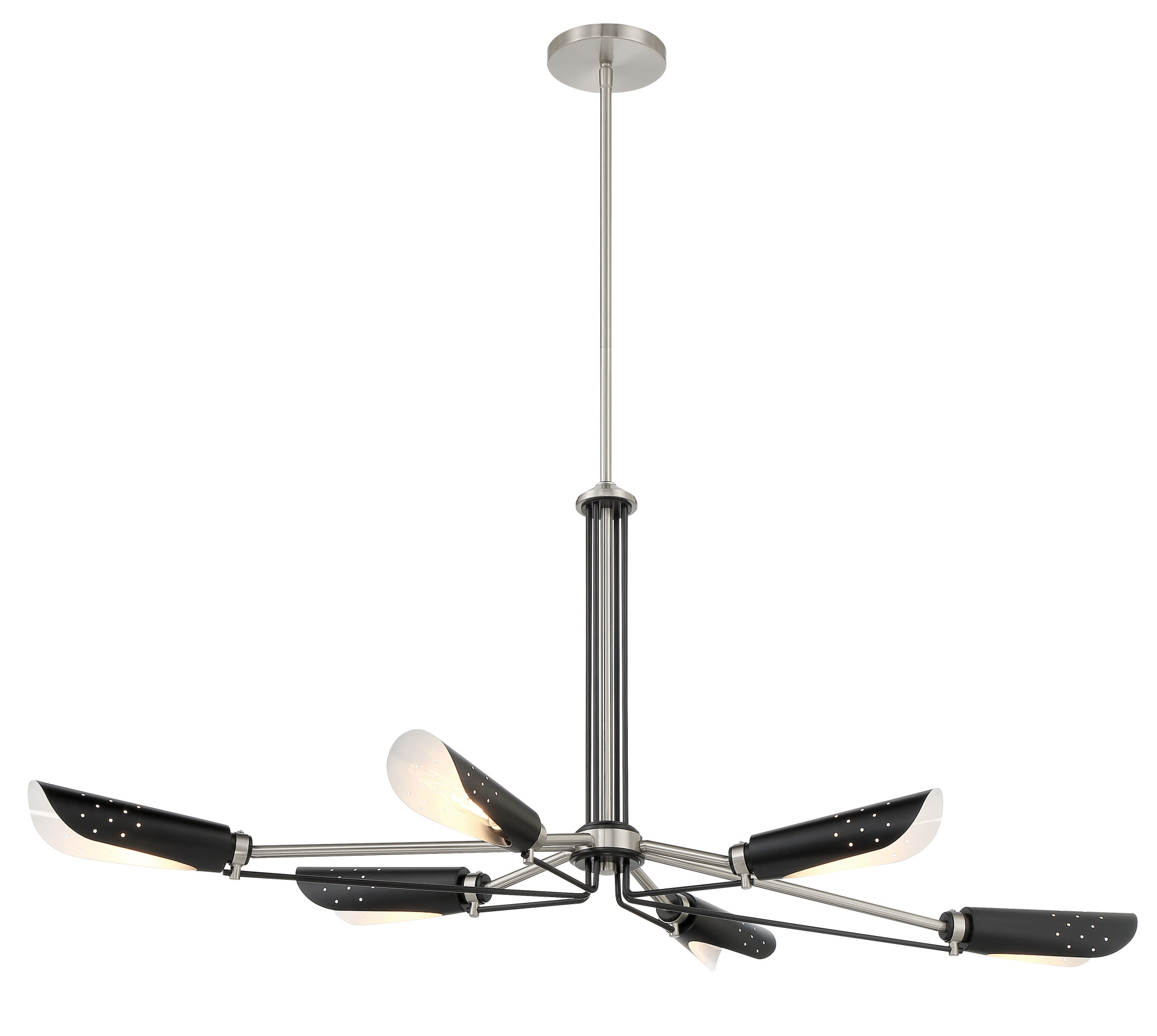 Photos - Chandelier / Lamp Kovacs P1697 Turbine 6 Light 44" Wide Chandelier Coal / Brushed Nickel Indoor Lighting Chandeliers P1697-691